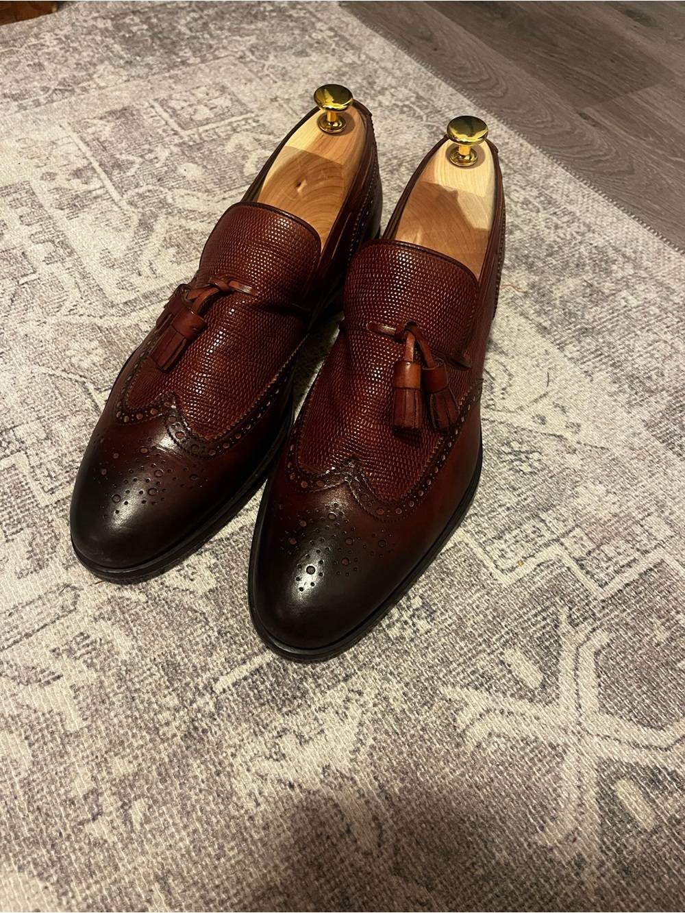 Ace Marks Men's Brown Tassel Loafers - Classic Wingtip Leather - 10M